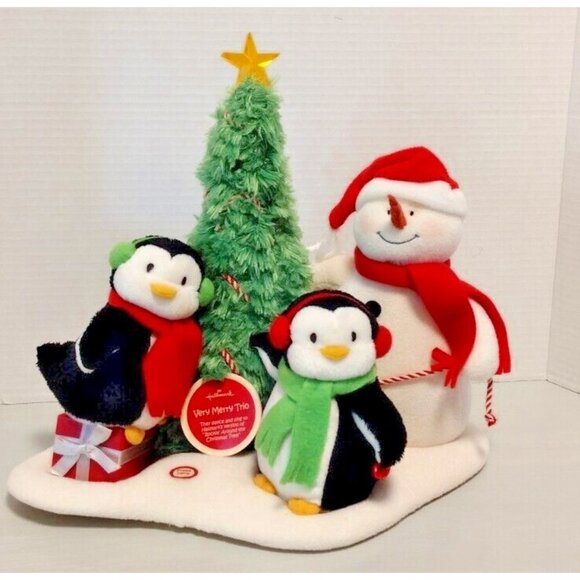 Hallmark Very Merry Trio Singing Snowman with Penguins...